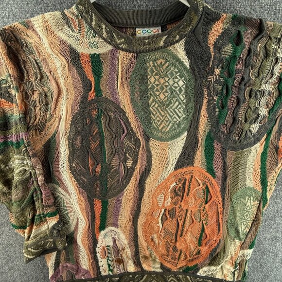COOGI Australia Sweater Medium Abstract Unisex Crew Neck Medium Green Orange - Picture 1 of 16